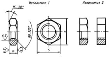 Чертеж гайки ГОСТ 5916-70 с размерами